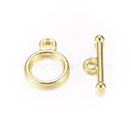 Tibetan Style Alloy Toggle Clasps, Lead Free and Cadmium Free, Ring, Golden, 14x10mm, Hole: 2mm(K08N6011)
