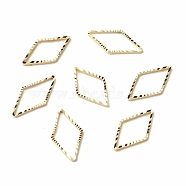 Brass Linking Rings, Long-Lasting Plated, Cadmium Free & Lead Free, Rhombus, Real 24K Gold Plated, 16x9x1mm, Inner Diameter: 13x7.5mm(X-KK-F831-015B-G-RS)