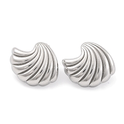 Non-Tarnish Shell Shapes 304 Stainless Steel Earring for Women, Stainless Steel Color, 19.5x24mm(EJEW-H013-07P)