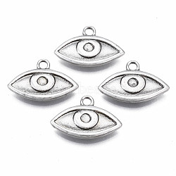 Tibetan Style Alloy Charms, Cadmium Free & Nickel Free & Lead Free, Eye, Thailand Sterling Silver Plated, 12.5x19x2.5mm, Hole: 1.8mm(PALLOY-S120-269-NR)