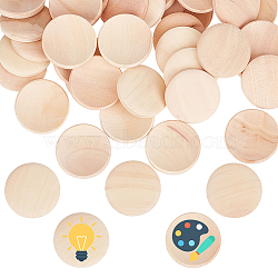 Wood Flat Round Sheet, BurlyWood, 2.5x0.45cm, Inner Diameter: 2.3cm(DIY-WH0578-50)