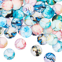 Glass Cabochons, Half Round/Dome, Mountain, 25x5.5mm, 16pcs/bag, 4 bags(GLAA-NB0001-67B)