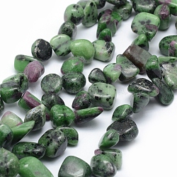 Natural Ruby in Zoisite Beads Strands, Chip, 11~22x8~11x4~10mm, Hole: 1mm, 15.3 inch(39cm)(G-K220-40)