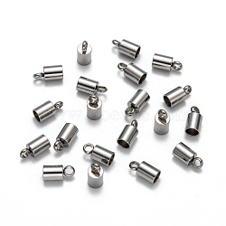 Tarnish Resistant 304 Stainless Steel Cord Ends, End Caps, Stainless Steel Color, 8x4mm, Hole: 2mm, Inner Diameter: 3mm(STAS-M242-12)