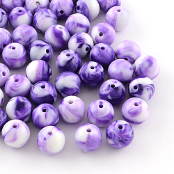 Opaque Acrylic Beads, Round, Blue Violet, 10mm, Hole: 2mm, about 950pcs/500g(SACR-R853-10mm-210)