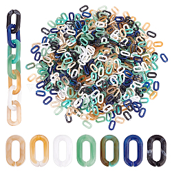 Elite 700Pcs 7 Colors Acrylic Linking Rings, Quick Link Connectors, For Jewelry Cable Chains Making, Imitation Gemstone Style, Oval, Mixed Color, 14x8.5x2.5mm, Inner Diameter: 9x3mm, 100pcs/color(OACR-PH0004-22)