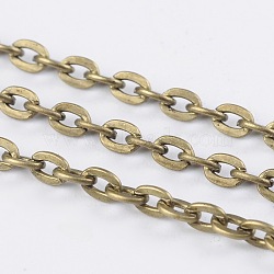 Iron Cable Chains, Unwelded, Flat Oval, Cadmium Free & Nickel Free & Lead Free, Antique Bronze Color, 3x2x0.5mm(X-CH-0.5PYSZ-AB)