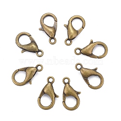 Antique Bronze Alloy Lobster Claw Clasps, Parrot Trigger Clasps, Vintage Jewelry Making Clasps, Cadmium Free & Nickel Free & Lead Free, Size: about 6mm wide, 12mm long, hole: 1.2mm(X-E102-NFAB)