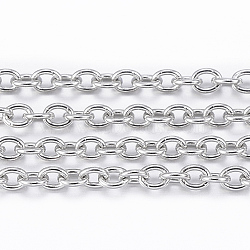304 Stainless Steel Cable Chains, Soldered, Oval, Stainless Steel Color, 2.5x2x0.5mm(X-CHS-H009-06P)