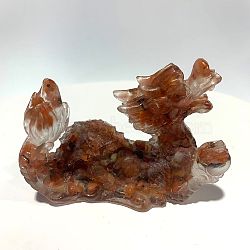 Natural Red Agate Dinosaur Display Decorations, Resin Figurine Home Decoration, for Home Feng Shui Ornament, 85x35x60mm(WG87302-09)