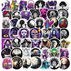 50Pcs 50 Styles Gothic Theme 3D PVC Adhesive Waterproof Stickers Set, for Kid's Art Craft, Bottle, Luggage Decor, Mixed Color, 46~80x36~49mm, 1pc/style(PW-WG98137-01)