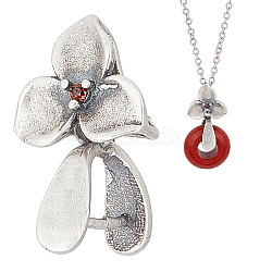 2Pcs Sterling Silver Ice Pick Pinch Bails, with Suede Fabric Square Silver Polishing Cloth, Flower, Antique Silver, 15x10x8.5mm, Hole: 2mm, Pin: 0.7mm(STER-BC0002-84)