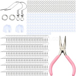 DIY Dangle Earring Jewelry Finding Kits, Include 45# Carbon Steel Jewelry Pliers, Needle Nose Pliers, Brass Earring Hooks, Open Jump Rings and Plastic Ear Nuts, Mixed Color, 12.6x8.2x0.8cm(DIY-YW0008-54)