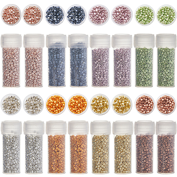 SUNNYCLUE 80G 8 Style Cylinder Seed Beads, Metallic Colours, Round Hole, Uniform Size, Mixed Color, 2x1.5~2mm, Hole: 0.8mm, 10g/style