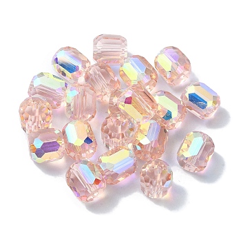 AB Color Plated Glass Beads, Faceted Barrel, Lavender Blush, 8.5x7.5mm, Hole: 1.4mm