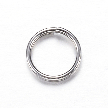 Non-Tarnish 304 Stainless Steel Split Rings, Double Loops Jump Rings, Stainless Steel Color, 8x1.8mm, about 6.2mm inner diameter