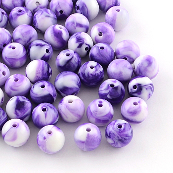 Opaque Acrylic Beads, Round, Blue Violet, 10mm, Hole: 2mm, about 950pcs/500g