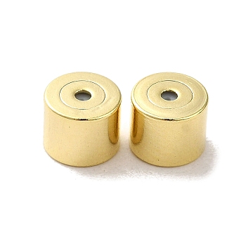 Brass Studs Earrings Findings, Column, Real 24K Gold Plated, 5x4mm, Hole: 0.8mm