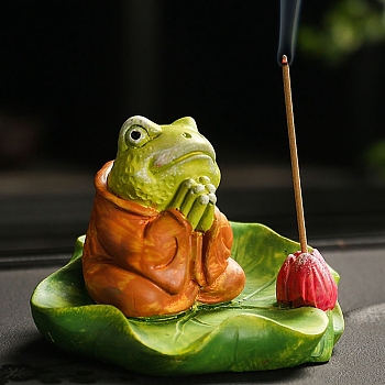 Ceramics Incense Burners, Frog, Orange, 75x57x85mm