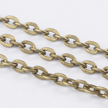 Iron Cable Chains, Unwelded, Flat Oval, Cadmium Free & Nickel Free & Lead Free, Antique Bronze Color, 3x2x0.5mm