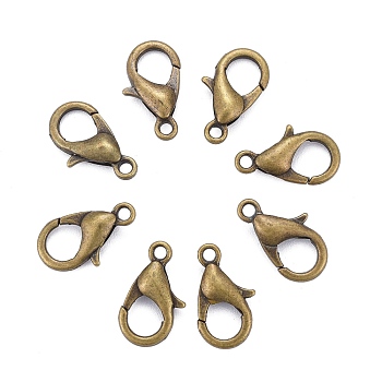 Antique Bronze Alloy Lobster Claw Clasps, Parrot Trigger Clasps, Vintage Jewelry Making Clasps, Cadmium Free & Nickel Free & Lead Free, Size: about 6mm wide, 12mm long, hole: 1.2mm