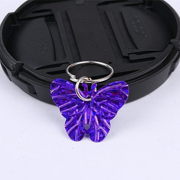 Plastic Paillette/Sequin Hair Braid Rings Pendants, Hair Clip Headband Accessories, Butterfly, Indigo, 28mm