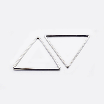 Brass Linking Rings, Plated, Triangle, Silver Color Plated, 13x15x1mm, Inner Diameter: 11x12mm
