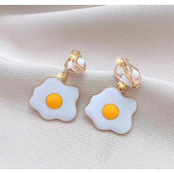 Alloy Enamel Clip-on Earrings, Egg, Golden, Gold