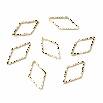 Brass Linking Rings, Long-Lasting Plated, Cadmium Free & Lead Free, Rhombus, Real 24K Gold Plated, 16x9x1mm, Inner Diameter: 13x7.5mm