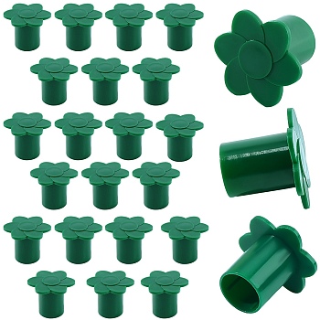 PVC Garden Bamboo Pole Cover, Flower, 26.5x26.5x23mm, Inner Diameter: 14.5mm, 24pcs/set
