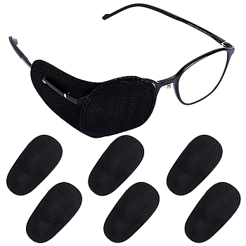 12Pcs Glasses Eye Patch, Reusable Lazy Eye Patch for Amblyopia Strabismus, Black, 103x52x1.5mm