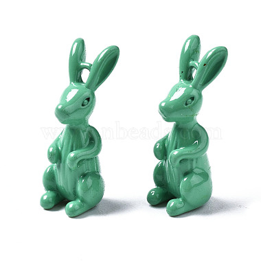 Medium Sea Green Rabbit Brass Pendants