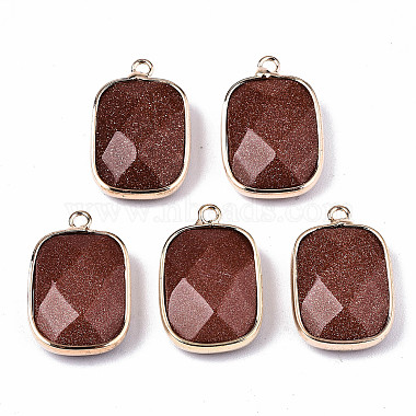 Light Gold Rectangle Goldstone Pendants