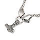 304 Collier avec pendentif en acier inoxydable en forme de tête de loup et de marteau de Thor Viking Mjolnir pour homme(NJEW-K278-05AS)-5