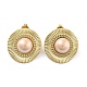 aretes redondos planos de acero inoxidable 14k chapado en oro real 304(EJEW-P258-32G-02)-1