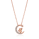 Chinese Zodiac Necklace Mouse Necklace 925 Sterling Silver Rose Gold Rat on the Moon Pendant Charm Necklace Zircon Moon and Star Necklace Cute Animal Jewelry Gifts for Women(JN1090A)-1