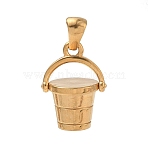 304 Stainless Steel Pendants, 3D Bucket Shape Charms, Ion Plating(IP), Golden, 19x13.5x10.5mm, Hole: 6x3mm(SA-CBA7876-16G)