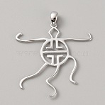 Rhodium Plated 925 Sterling Silver 5 Prongs Pendant Blank Cabochon Settings, Coin Shape Easy Mount Claw Settings, for Irregular Raw Gemstone, with 925 Stamp, Platinum, 34x33x0.8mm, Hole: 4x3mm(FIND-WH0422-26P)