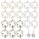 18Pcs 3 Colors Alloy Hollow Clover Geometric Open Back Bezel Pendants, Mixed Color, 44.5x33.5x3.5mm, Hole: 3mm, Inner Diameter: 31.5x31mm, 6pcs/color(FIND-CA0010-75)