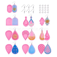Craftdady DIY Dangle Earring Making Kits, Including 10Pcs Food Grade Pendant Silicone Molds, 50Pcs 304 Stainless Steel Open Jump Rings, 50Pcs Brass Earring Hooks, Hot Pink(DIY-CD0001-30)