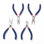 Ferronickel Jewelry Plier Sets Includes #50 Steel(High Carbon Steel), Side Cutting, with Random Pattern, Round Nose, Bent Nose and Long Chain Nose Pliers(At Least 3 Types In One Batch) for Jewelry Making Supplies, Midnight Blue, 125x70~80x10mm(TOOL-D006-11)