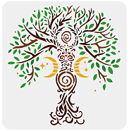 Plastic Reusable Drawing Painting Stencils Templates, for Painting on Scrapbook Fabric Tiles Floor Furniture Wood, Square, Tree of Life Pattern, 300x300mm(DIY-WH0172-898)