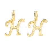 Rack Plating Eco-Friendly Brass Letter Pendants, Real 18K Gold Long-Lasting Plated, Cadmium Free & Lead Free, Letter.H, 19.5x18x1.4mm, Hole: 6.5x3.3mm(KK-K265-02G-H)