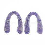 Cellulose Acetate(Resin) Big Pendants, U Shape, Medium Purple, 52x42x2.5mm, Hole: 1.4mm(X-KY-S157-17A)