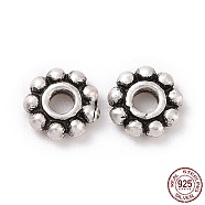 925 Sterling Silver Bead Caps, Multi-petal, Antique Silver, 5x1mm, Hole: 1.5mm, about 60Pcs/10g(STER-D036-20AS-02)
