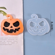Halloween DIY Jack-O-Lantern Pendant Silicone Molds, Resin Casting Molds, For UV Resin, Epoxy Resin Jewelry Making, White, 80x85x11mm, Hole: 3mm, Inner Size: 75x81mm(DIY-P006-54)