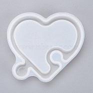 Heart Puzzel Silicone Storage Box Molds, For Trinket Storage Container, Candy Box UV Resin, Epoxy Resin Craft Making, White, 123x135x27mm(DIY-F060-05)