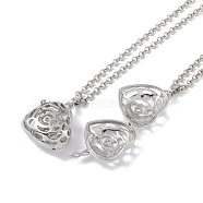 Brass Rhinestone Pendant Necklaces, Iron Rolo Chains, Heart, Platinum, 32.09 inch(81.5cm), Pendant: 33x28mm(NJEW-G089-16E-P)