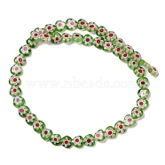 Handmade Millefiori Lampwork Beads Strands, Heart, Olive Drab, 6.5~7.5x8x3~3.5mm, Hole: 0.6mm, about 48pcs/strand, 12.99''~13.23''(33~33.6cm).(LAMP-G166-15C)