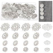 AHADERMAKER 80Pcs 4 Style Alloy Rhinestone Shank Buttons, 1-Hole, Flower, Crystal, Platinum, 10~18.5x6.5~9.5mm, Hole: 1.5~2mm, 20pcs/style(DIY-GA0003-58)